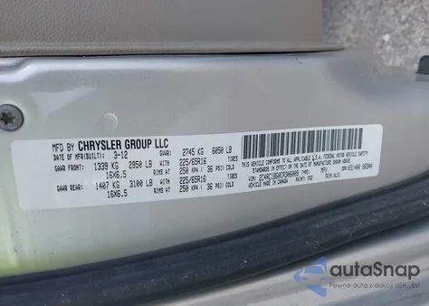 2012 Chrysler Town & Country Touring из США, поврежденный, VIN 2C4RC1BG0CR306009